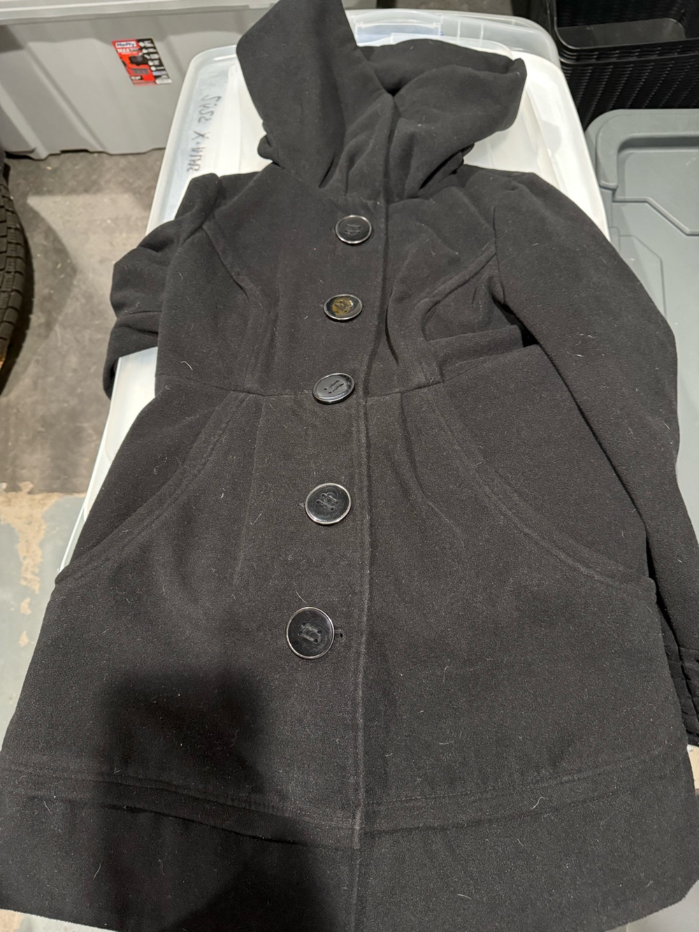 Jolt Black Hooded Pea Coat